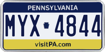 PA license plate MYX4844