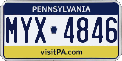 PA license plate MYX4846