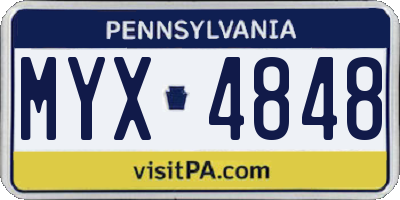 PA license plate MYX4848