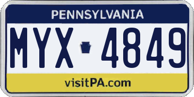 PA license plate MYX4849