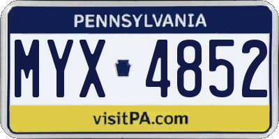 PA license plate MYX4852