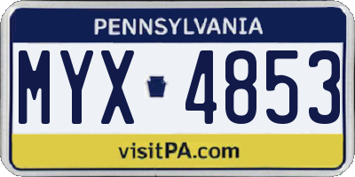PA license plate MYX4853