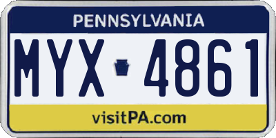 PA license plate MYX4861