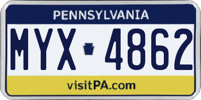 PA license plate MYX4862
