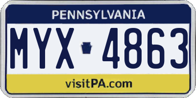 PA license plate MYX4863