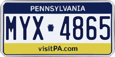 PA license plate MYX4865