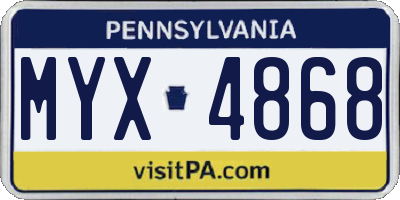PA license plate MYX4868