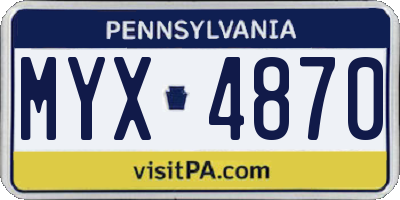 PA license plate MYX4870