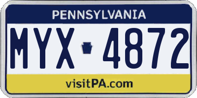PA license plate MYX4872
