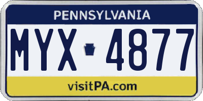 PA license plate MYX4877
