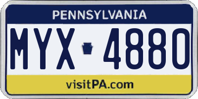 PA license plate MYX4880