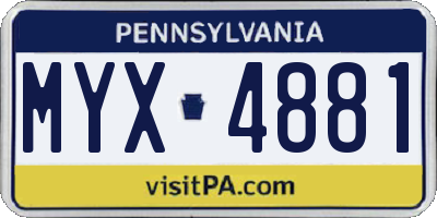 PA license plate MYX4881