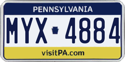 PA license plate MYX4884