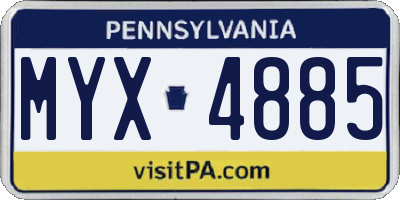 PA license plate MYX4885
