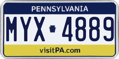 PA license plate MYX4889