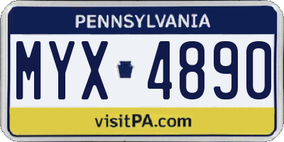 PA license plate MYX4890