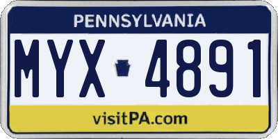 PA license plate MYX4891