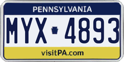 PA license plate MYX4893