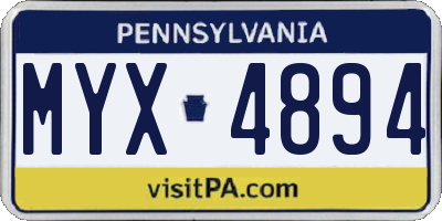 PA license plate MYX4894