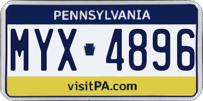 PA license plate MYX4896