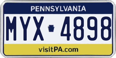 PA license plate MYX4898