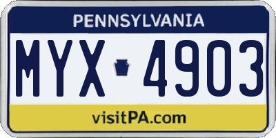 PA license plate MYX4903