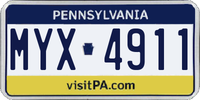 PA license plate MYX4911