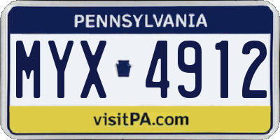 PA license plate MYX4912