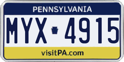 PA license plate MYX4915