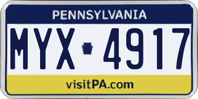 PA license plate MYX4917