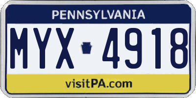 PA license plate MYX4918