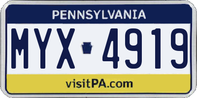 PA license plate MYX4919