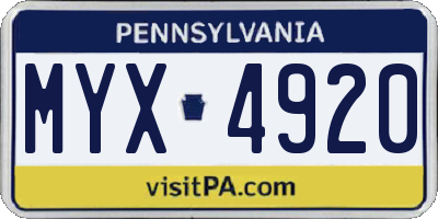 PA license plate MYX4920