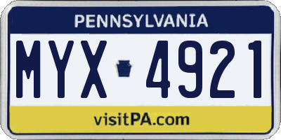 PA license plate MYX4921