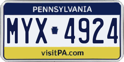 PA license plate MYX4924