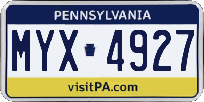 PA license plate MYX4927