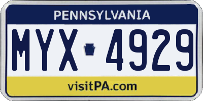 PA license plate MYX4929