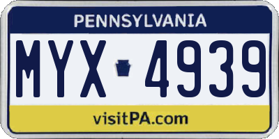 PA license plate MYX4939