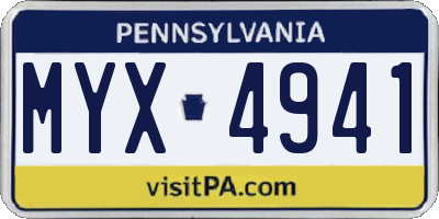 PA license plate MYX4941