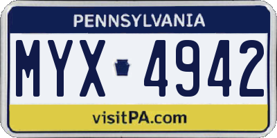 PA license plate MYX4942
