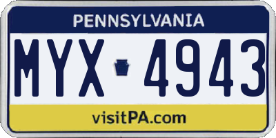 PA license plate MYX4943