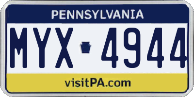 PA license plate MYX4944