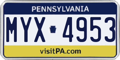 PA license plate MYX4953