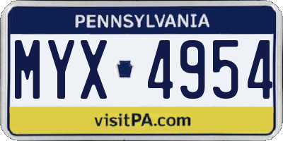 PA license plate MYX4954