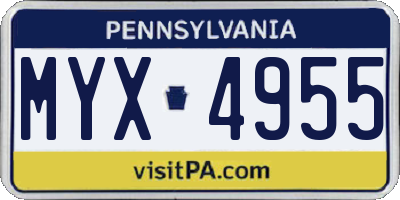 PA license plate MYX4955