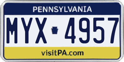 PA license plate MYX4957