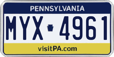 PA license plate MYX4961