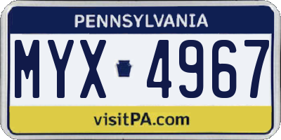 PA license plate MYX4967