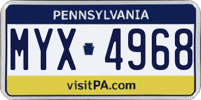 PA license plate MYX4968