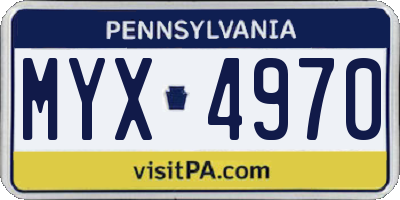 PA license plate MYX4970